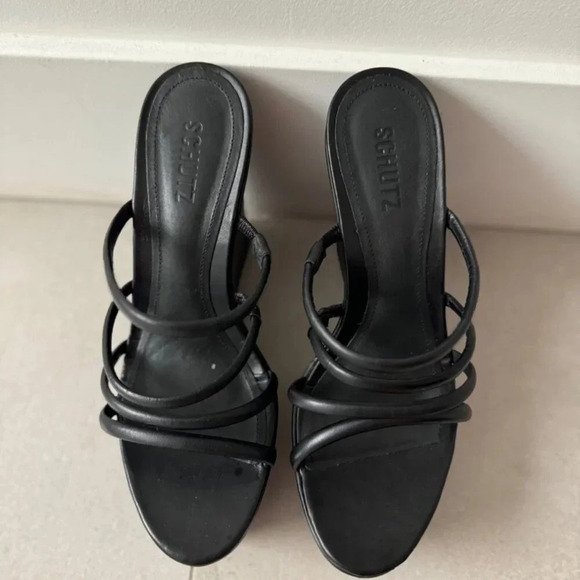 Schultz Carl Strappy platform wedge sandal black size 9.5 - Picture 2 of 12